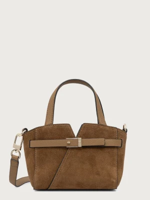BOSS torebka crossbody damska zamszowa Revers XSToteSU beżowy