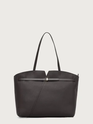 BOSS torebka shopper damska skórzana REVERS TOTE brązowy