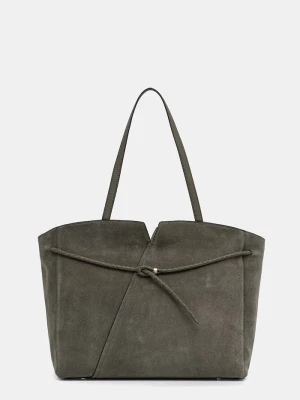 BOSS torebka shopper damska zamszowa BOSS REVERS TOTE S zielony