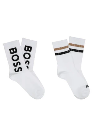 BOSS Zestaw 2 par wysokich skarpet dziecięcych J51743 Biały