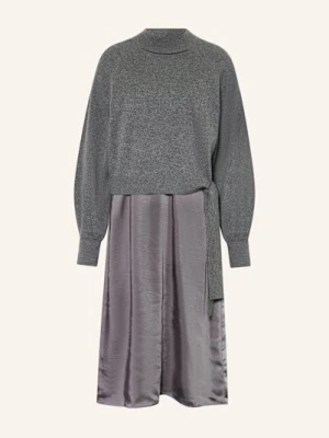 Boss Zestaw Flalina: Sweter Z Wycięciem I Sukienka Satynowa grau
