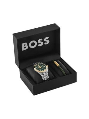 BOSS Zestaw zegarek i bransoletka Strike - Gift Set 1570179 Srebrny