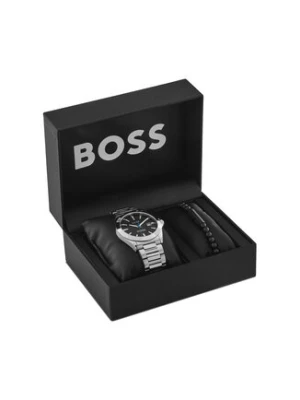 BOSS Zestaw zegarek i bransoletka Strike - Gift Set 1570180 Srebrny