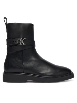 Botki Calvin Klein Ankle Boot W / Metal Logo HW0HW02663 Czarny