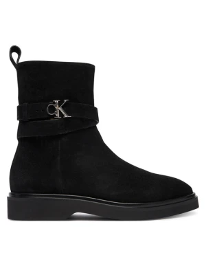 Botki Calvin Klein Ankle Boot W / Metal Logo Sue HW0HW02664 Czarny