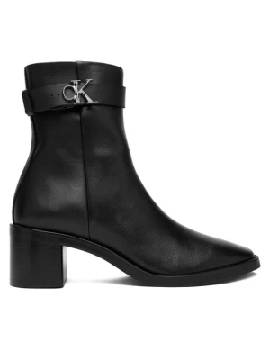 Botki Calvin Klein Block Heel Boot W / Metal Logo HW0HW02591 Czarny
