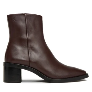 Botki Calvin Klein Block Heel Zip Boot Lth HW0HW02593 Bordowy