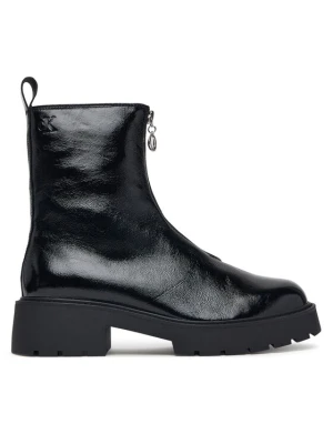 Botki Calvin Klein Chunky Zip Boot Shiny Lth HW0HW03200 Czarny