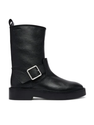 Botki Calvin Klein Conc Welt Mid Biker Boot Lth HW0HW03212 Czarny