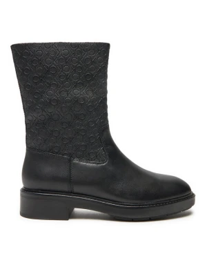 Botki Calvin Klein Flat Ankle Boot Mono Mix HW0HW02195 Czarny
