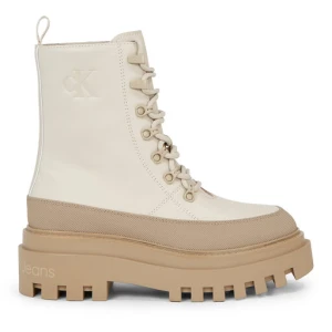 Botki Calvin Klein Jeans Flatform Lace Up Boot Lth YW0YW01110 Beżowy