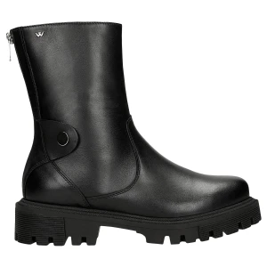 Czarne botki damskie ze skóry licowej 55267-51 Wojas