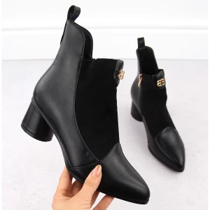 Botki damskie na obcasie czarne D&amp;A S.Barski Premium Collection MR870-96