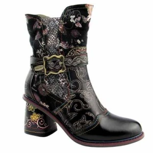 Botki damskie skórzane na słupku Laura Vita EVCAO 82 czarne