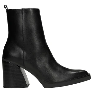 Czarne skórzane botki damskie na masywnym obcasie 55324-51 Wojas
