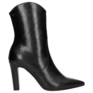 Czarne skórzane botki nad kostke na wysokim slupku 55332-51 Wojas