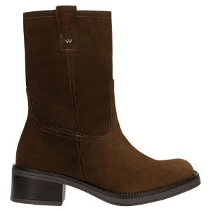 Brązowe wsuwane botki damskie na niskim obcasie 55297-62 Wojas