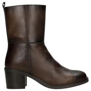 Brązowe skórzane botki na slupku 55363-52 Wojas