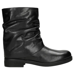 Czarne wsuwane botki damskie ze skóry naturalnej 55354-51 Wojas