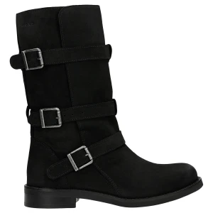 Czarne jesienne botki damskie z nubuku 55307-21 Wojas