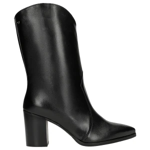 Czarne kowbojki skórzane na slupku 55317-51 Wojas