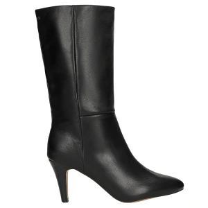 Czarne skórzane botki na szpilce 55328-51 Wojas