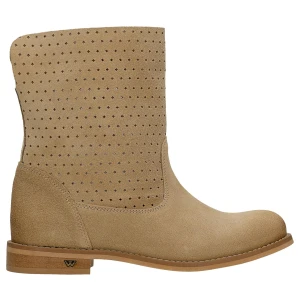 Beżowe wsuwane botki damskie z ażurowa cholewka 55376-64 Wojas