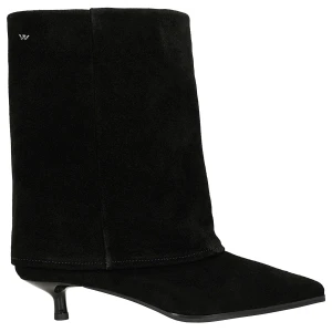Czarne botki damskie z dwoiny welurowej 55345-61 Wojas