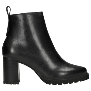 Czarne skórzane botki na slupku 55333-51 Wojas