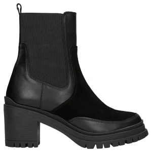 Czarne botki damskie z łączonych skór 55372-71 Wojas