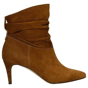 Brązowe marszczone botki damskie na szpilce 55375-63 Wojas