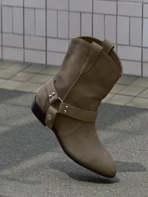 Botki kowbojki i motocyklowe Bianco