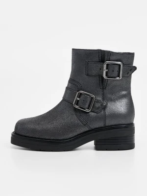 Botki kowbojki i motocyklowe Clarks metaliczny niebieski