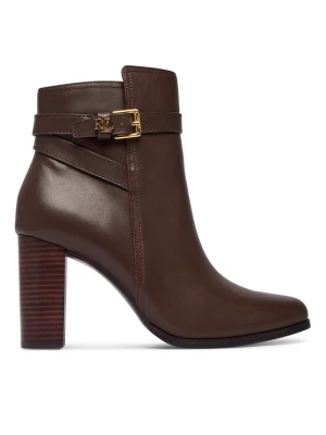 Botki LAUREN RALPH LAUREN Brooke II Calfskin Bootie Heel 802974475003 Brązowy