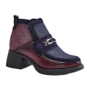 Botki Maciejka 06747-23 Bordo/Navy czerwone