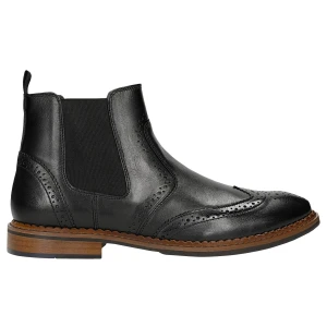 Czarne sztyblety męskie skórzane z ozdobnym brogowaniem 20042-51 Wojas