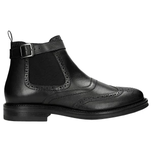 Czarne męskie sztyblety z ozdobnym brogowaniem 20045-51 Wojas