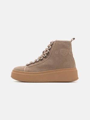 Botki na platformie Chiara Ferragni khaki