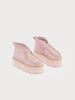 Botki na platformie Clarks jasnoróżowy