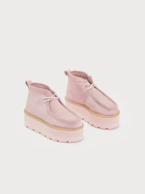 Botki na platformie Clarks jasnoróżowy