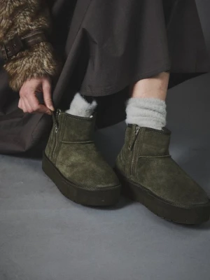 Botki na platformie Even&Odd khaki