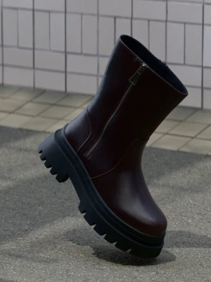 Botki na platformie Even&Odd Wide Fit By Zalando brązowy