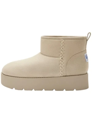 Botki na platformie PULL&BEAR beżowy