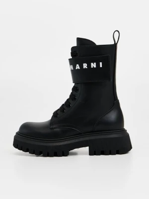 Botki sznurowane Marni czarny