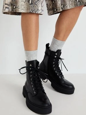 Botki sznurowane Steve Madden czarny