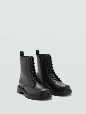 Botki sznurowane ze skóry czarny - Dzieci - - MANGO KIDS