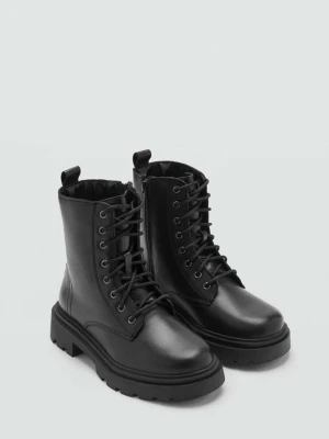 Botki sznurowane ze skóry czarny - Dziewczyna - - MANGO TEEN