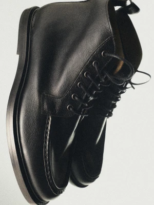 Botki Sznurowane Ze Skóry Soft - Limited Edition - Czarny - Massimo Dutti - Male