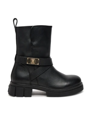 Botki Tommy Hilfiger Biker Leather FW0FW08313 Czarny