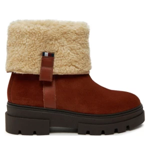 Botki Tommy Hilfiger Faux Fur Suede Roll-Down Boot FW0FW08158 Brązowy